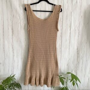 Theory tan knit lined dress size large